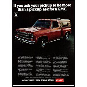 1976 GMC Sierra Flareside Pickup Truck Vintage Print Ad Cap Pin Stripe Wall Art